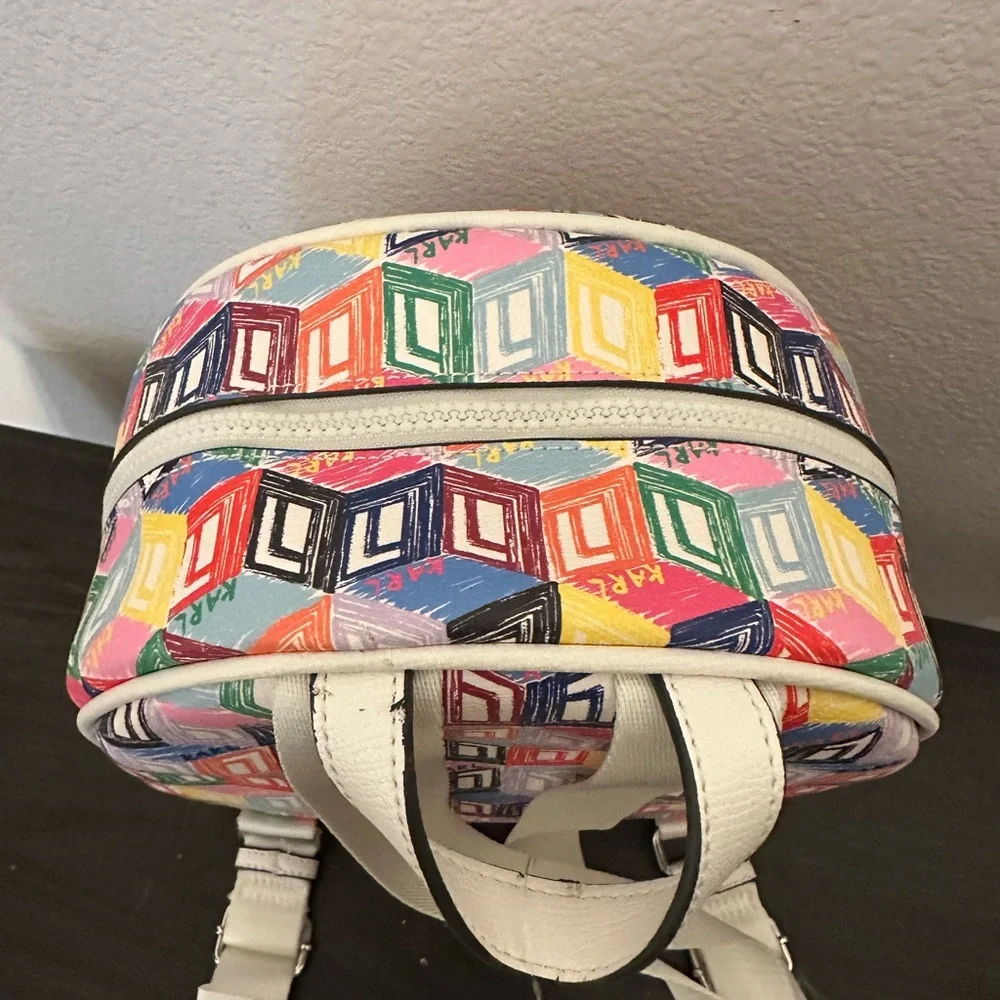 Karl Lagerfeld Paris Maybelle Mini Backpack Multicolor Geometric Cube Print